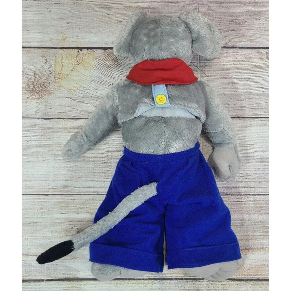 Unbranded Plush Mouse Hand Puppet Stuffed Animal Toy Gray Blue Red 15" FLAW - Picture 3 of 5